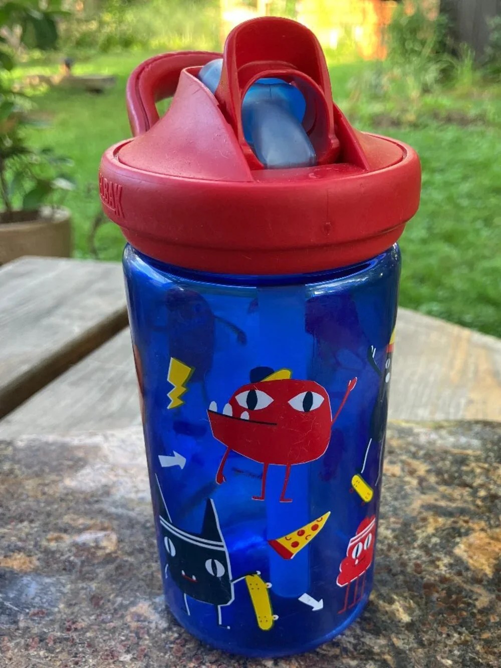 🌟 CamelBak Kids 14 oz BPA-Free Water Bottle Blue Red Flip Straw Reusable